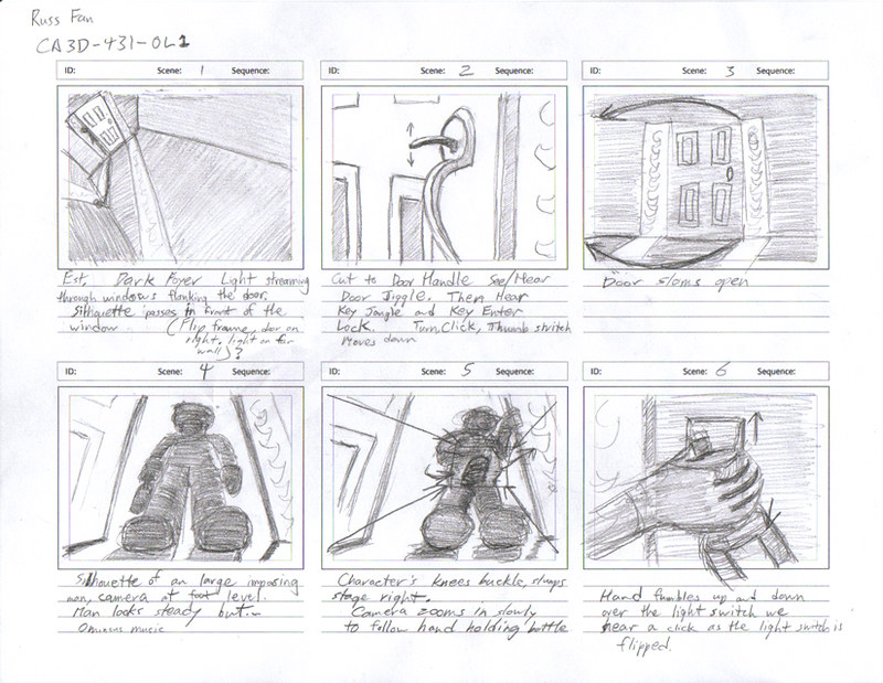 Picture of a sketched storyboard.