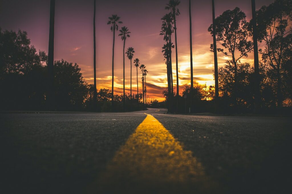 A low angle shot of a street.