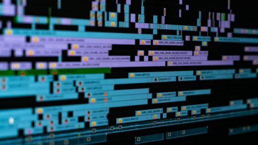 A timeline in a film editing program.