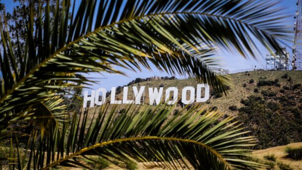 The Hollywood sign on its mountainside.