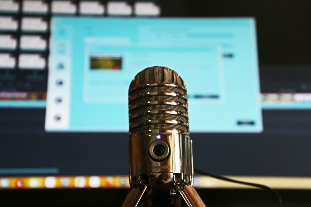 A microphone hooked up to a editing software.