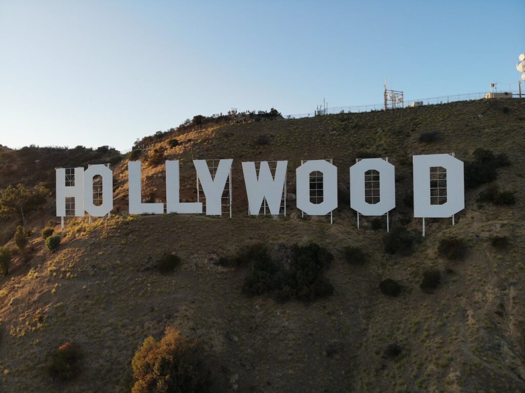 The iconic Hollywood sign, a symbol of filmmaking.